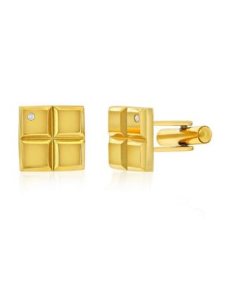 Stainless Steel, Square Single CZ Cuff Links