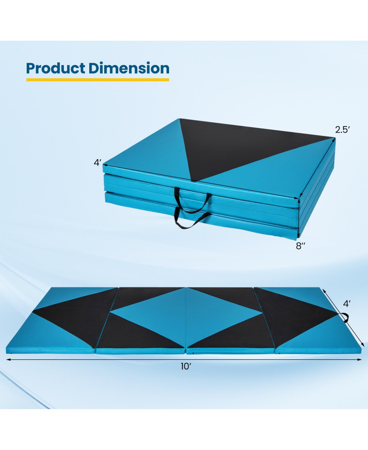Akiudex 10FT Folding Gymnastics Mat with 2inch Foam Padding and Pu Leather Cover
