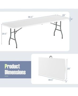 8FT Folding Patio Table with HDPE Top and Metal Legs for Outdoor and Indoor Use