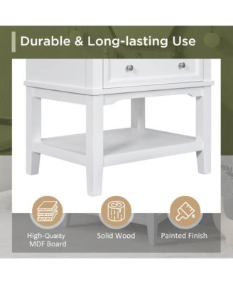 24&amp;#x22; Solid Wood Bathroom Vanity with Sink, Drawer and Open Shelf