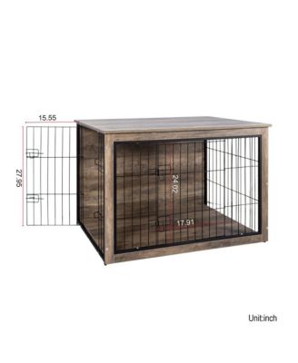 Natural Wooden Dog Crate Indoor Dog Kennel with Double Doors