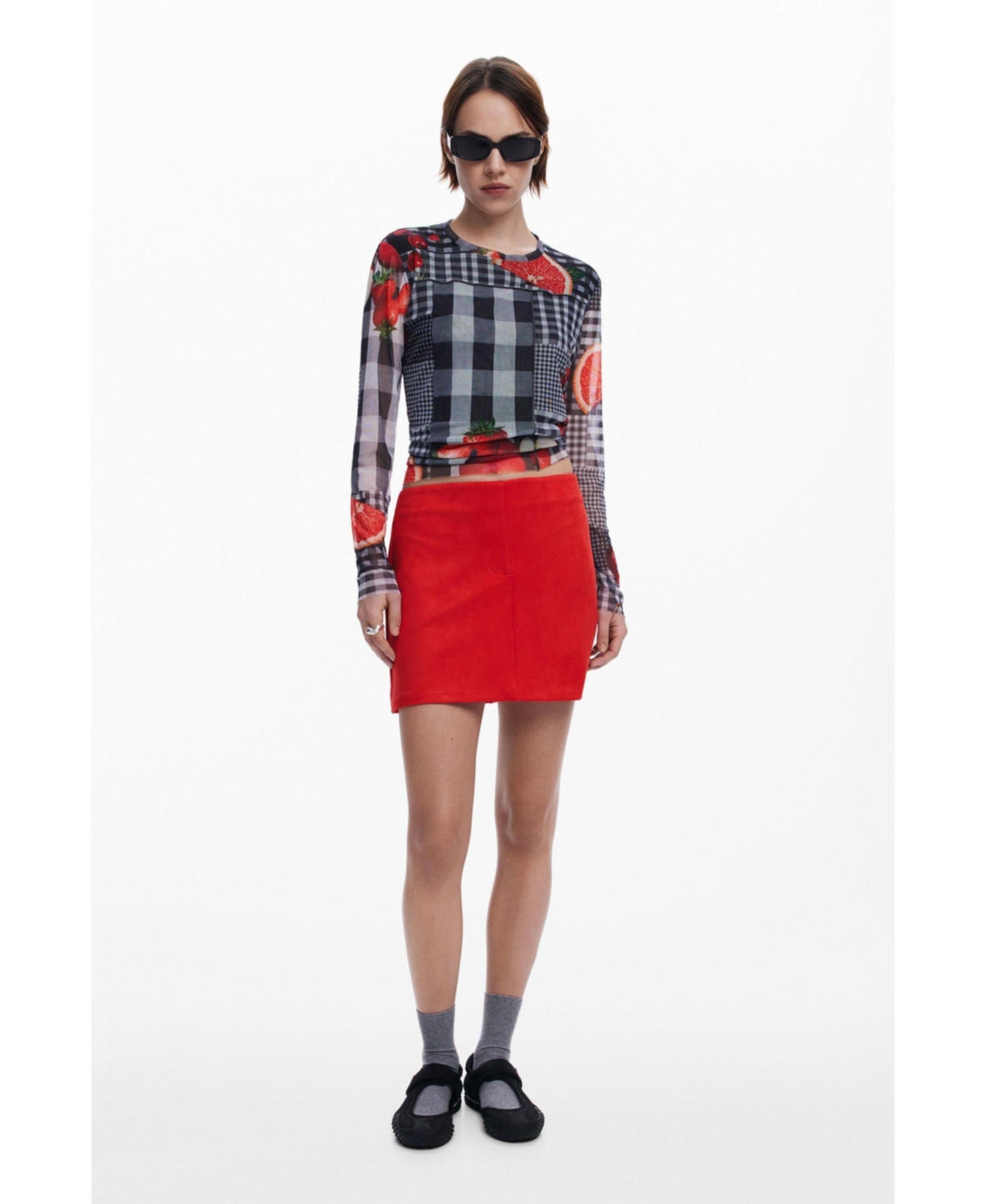 Desigual Suede Mini Skirt In Red