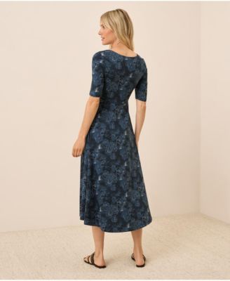 Women's Organic Cotton Fit & Flare Scoop Midi Dress