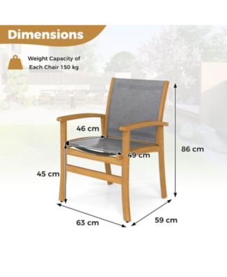 Outdoor Dining Chairs Acacia Wood Patio Chairs with Breathable Fabric Seat