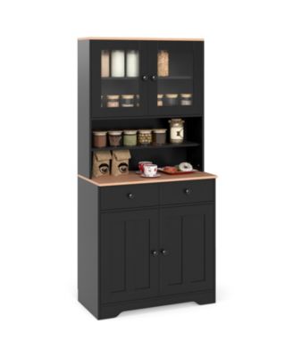 Pantry Cabinet 67'' Tall Kitchen Floor Cabinet w/ 2 Removable Shelves 2 Drawers