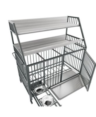 35 in. W x 49 in. H x 24 in. D Large Pet Cage with Storage Rack, Drawers with Stainless Steel Food in Black