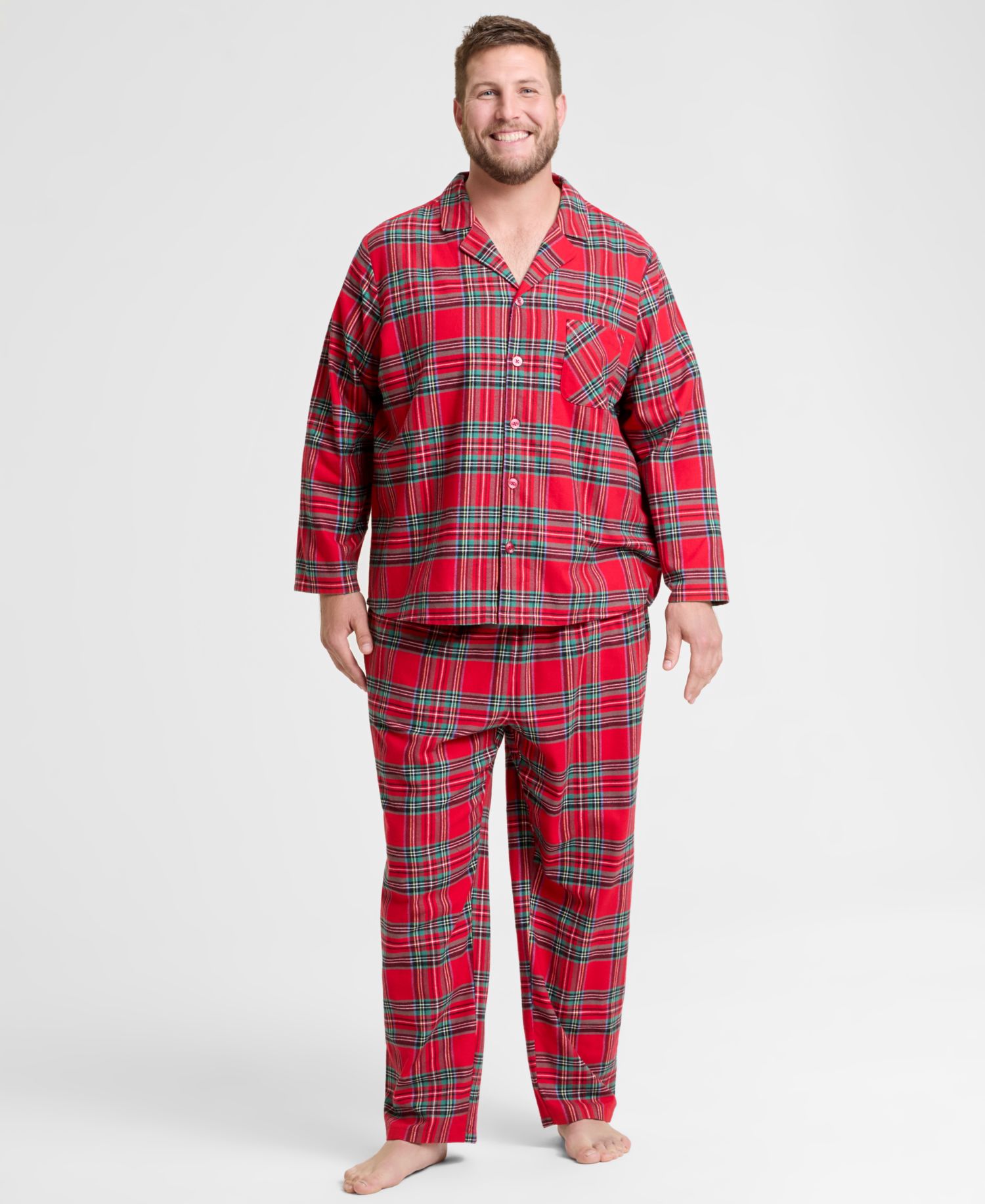 Big & Tall Brinkley Plaid Notch Collar Matching Family Pajamas Set