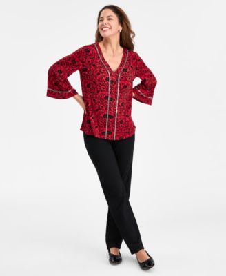 Petite Embellished V-Neck Top