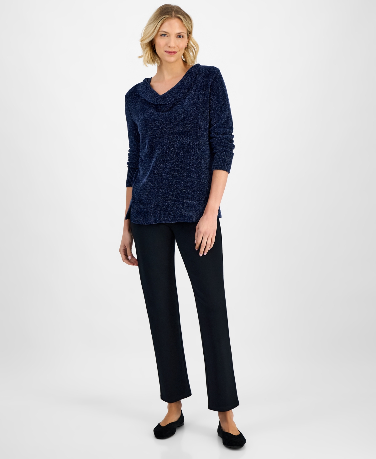 Jm Collection Women's Cowl-neck Chenille Sweater, Macy's Exclusive In Blue