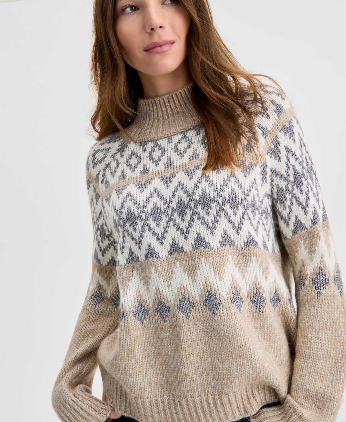 Lucky Brand Women's Fair Isle Mock-Neck Sweater