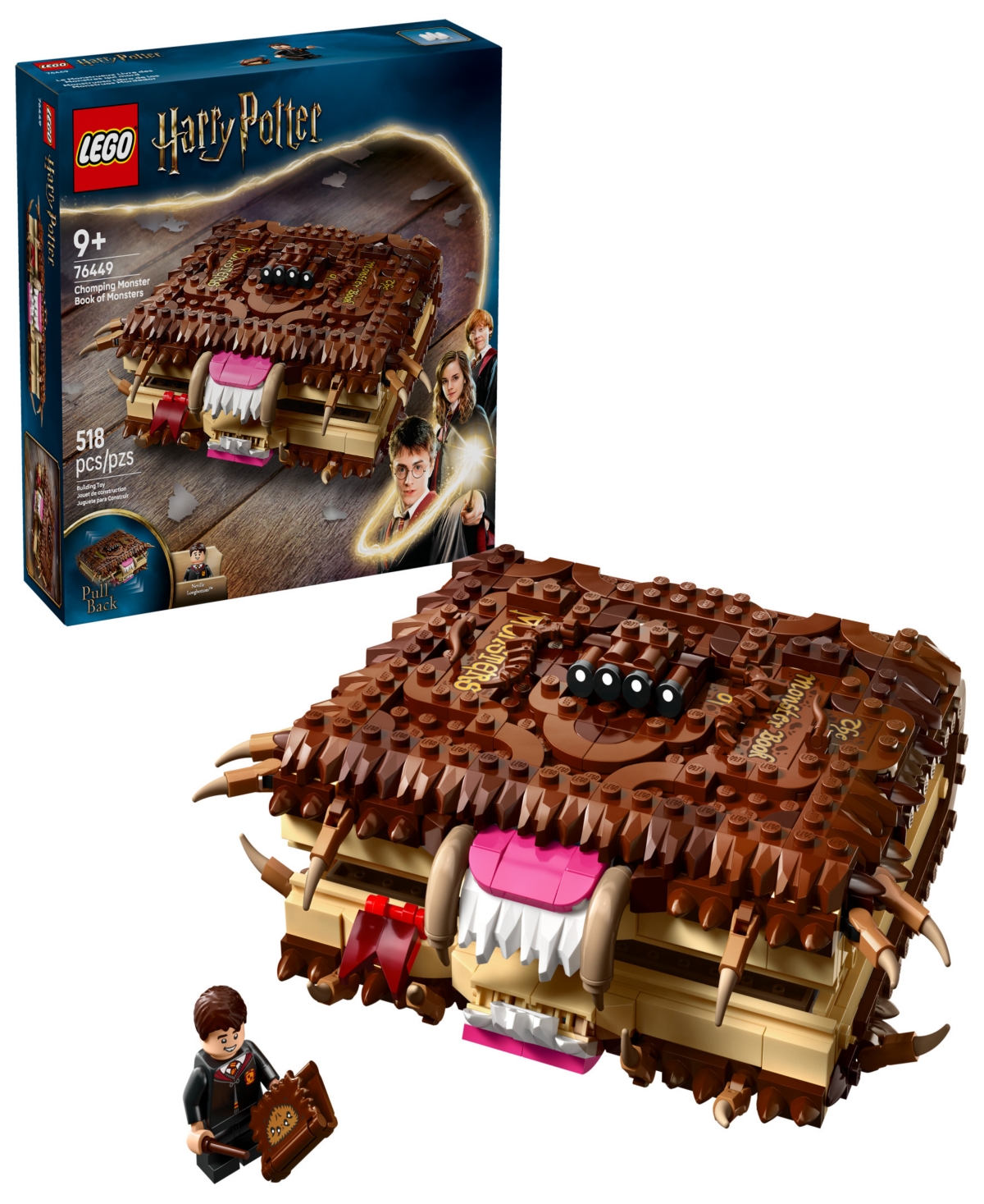Lego Harry Potter Chomping Monster Book Of Monsters 76449 Toy Building Set, 518 Pieces In Brown