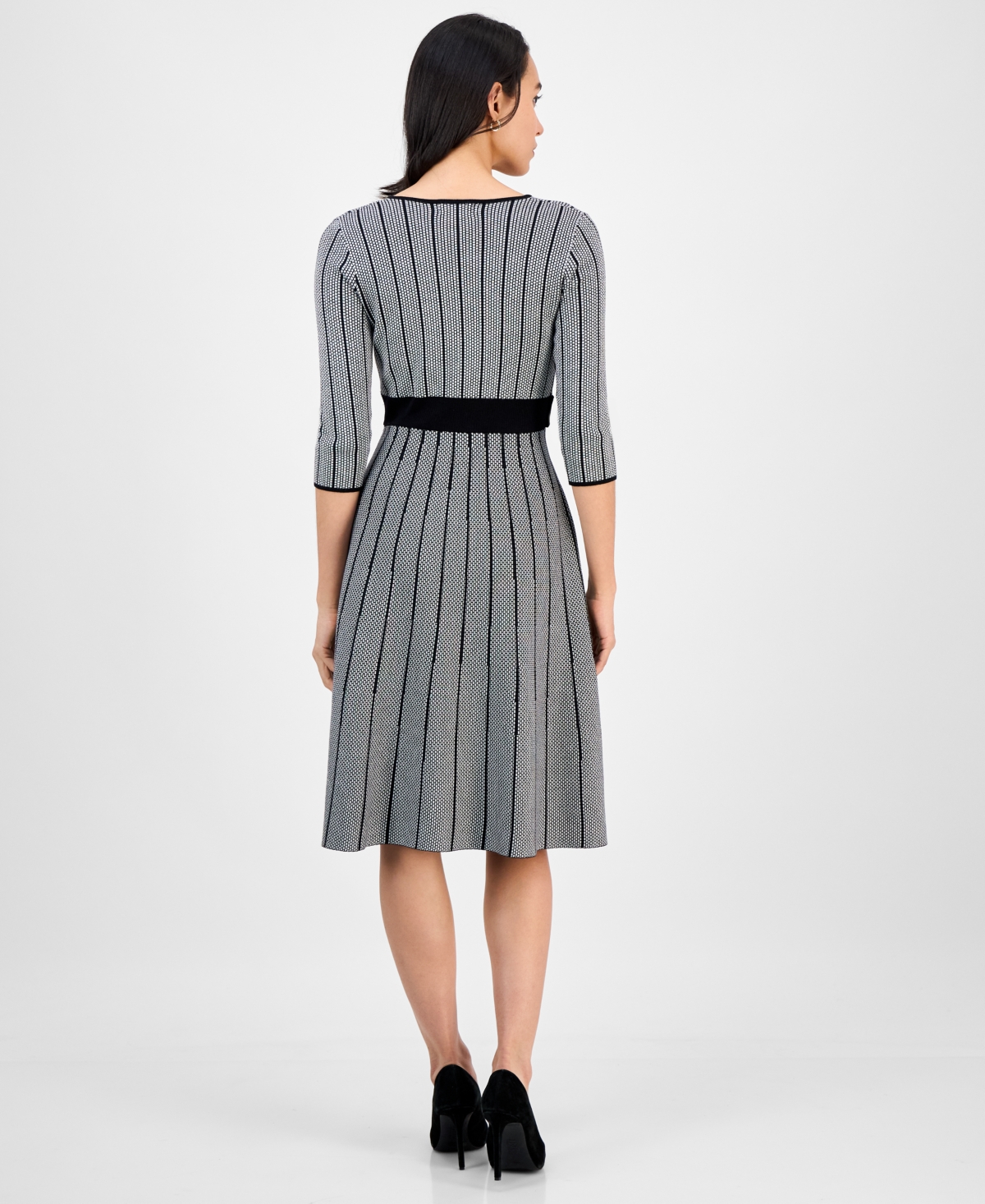 Robbie Bee Petite Belted Surplice V-neck Sweater Dress In Gray