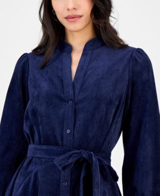 Petite Long-Sleeve Fit & Flare Shirtdress