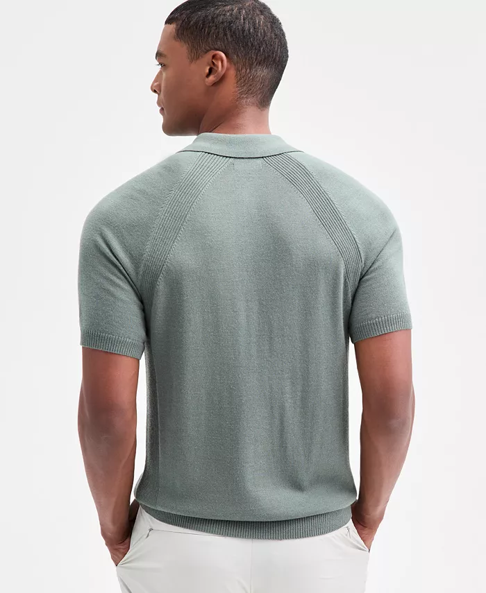 Men's Short Sleeve Textured Merino Polo Sweater - thumbnail 10