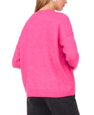 Women's Crewneck Embellished Pearl Long-Sleeve Sweater