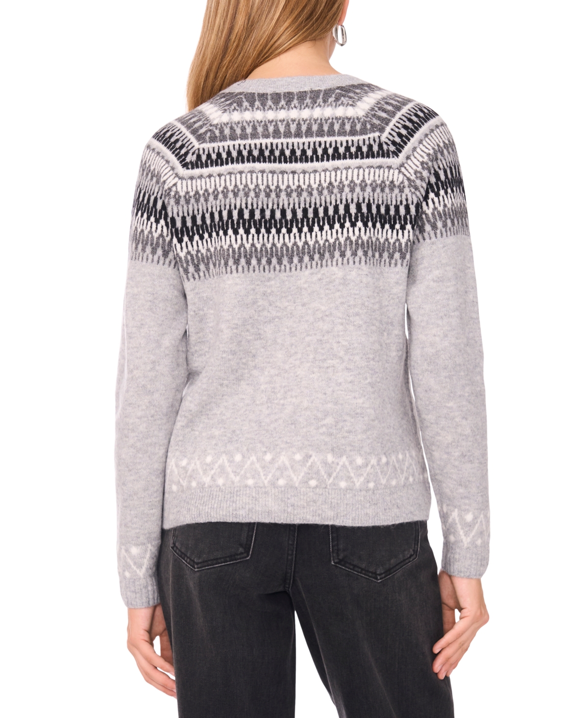 Sam & Jess Women's Cozy Fairisle Sweater In Gray