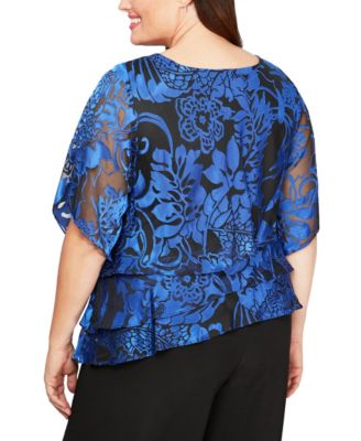 Plus Size Printed Tiered Top