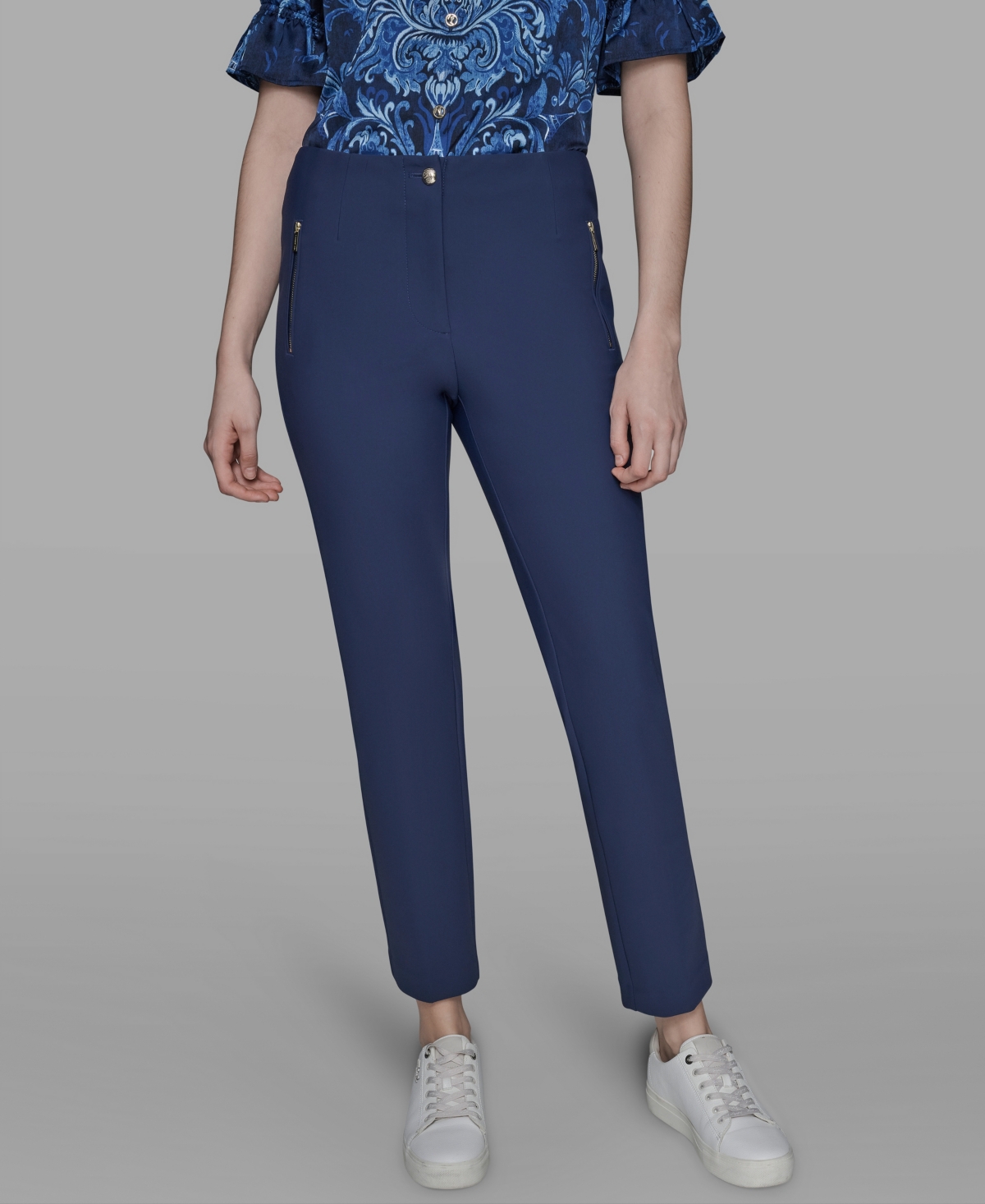 Karl Lagerfeld Women's Slim-leg Compression Pants In Blue