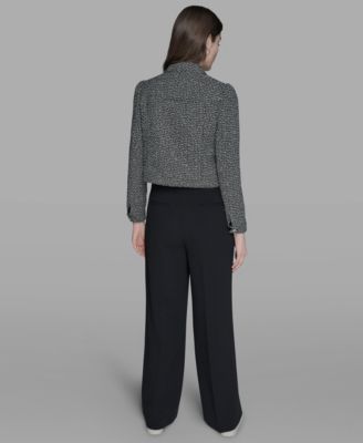 Women's Collared Button Front Tweed Jacket