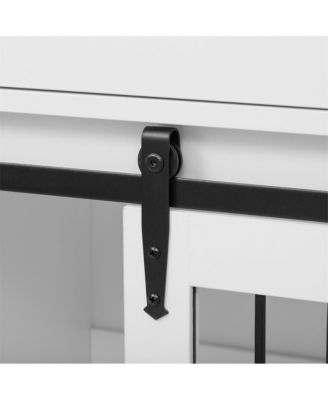 41.5 in. Wooden Dog Crate Cabinet with End Table, Rolling casters in White