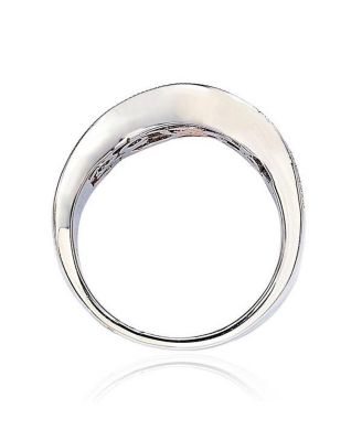 Suzy Levian Sterling Silver Sapphire & Created White Sapphire Wavy Ring