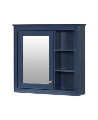 30" x 28" Bathroom Medicine Cabinet with Mirror and 3 Open Shelves, Wall-Mounted (No Vanity)