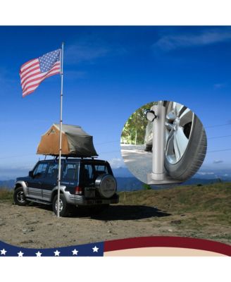 20' Telescopic Aluminum Flag Pole Kit Tire Mount Stand w/ Gold Ball Finial Outdoor