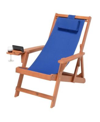 Canvas Sling Chairs With Cup And Wine Holder And End Table