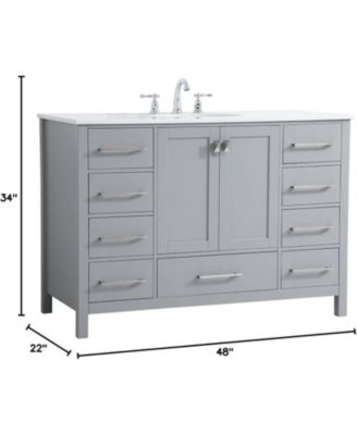 48" Grey Bathroom Vanity with Carrara Marble Top & Backsplash, Soft-Close Doors & Dovetail Drawers, Brushed Nickel