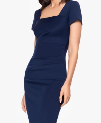 Petite Long Sheath Dress with Short Sleeves