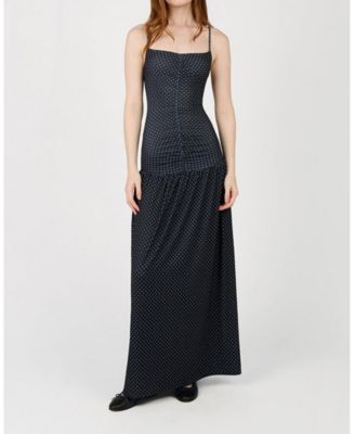 Women's Ruched Front Scoop Maxi Dress