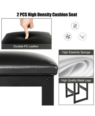 3 Piece Pub Set Industrial Style Faux Marble Top Table and 2 Stools Dining Set