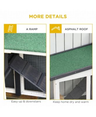 Large Rabbit Hutch with Double Runs, Wooden Guinea Pig Cage,