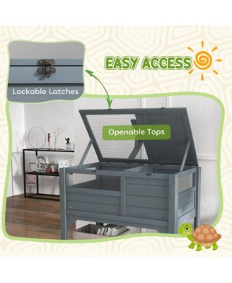 Tortoise Habitat Enclosure for Indoor W/ Shelf, Tray, Light