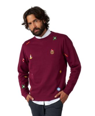 Christmas Sweater for Men - X- Mas Icons - Black - With Stylish Christmas Icons - Long Sleeve - Crew Neck
