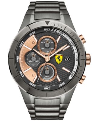 Ferrari - Men's Chronograph RedRev Evo Gunmetal Ion-Plated Stainless Steel Bracelet Watch 46mm 0830304