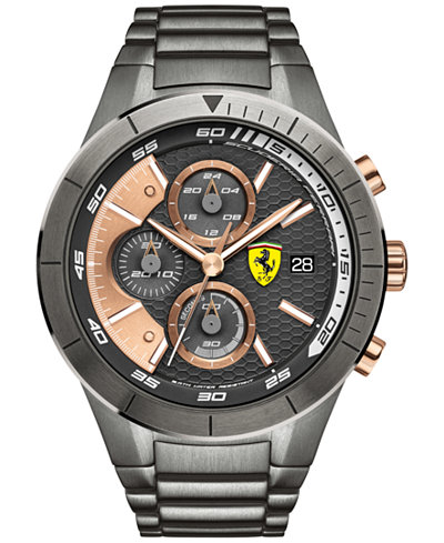 Scuderia Ferrari Men's Chronograph RedRev Evo Gunmetal Ion-Plated Stainless Steel Bracelet Watch 46mm 0830304