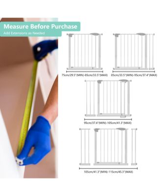 29.5-45.3 in. Wide Baby Gate for Stairs, Dog Gate Indoor for Doorways, No Drilling Pressure Mounted Pet Gates in White
