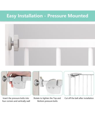 29.5-45.3 in. Wide Baby Gate for Stairs, Dog Gate Indoor for Doorways, No Drilling Pressure Mounted Pet Gates in White