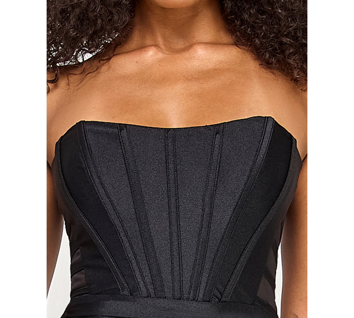 Seni & Cade Juniors' Power Stretch Strapless Gown In Black