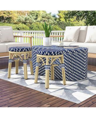 Pagler Aluminum 3pc Wicker Patio Coffee Table and Stool Set