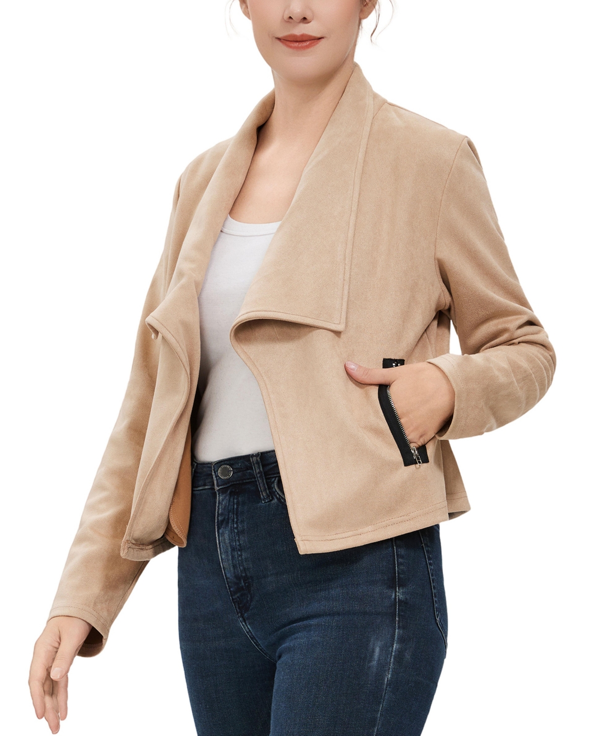 kimi + kai Women's Faux Suede Open Front Jacket