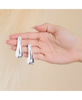 Sculptural Silver-Tone Drop Earrings for Modern Elegance