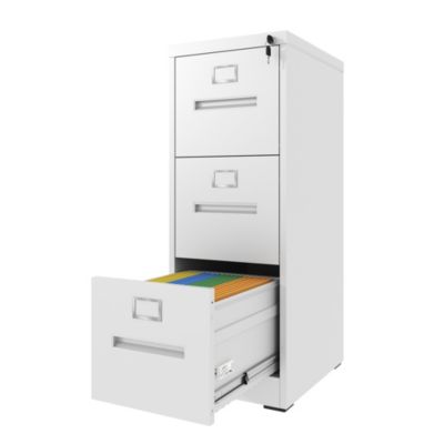 3 Drawer File Cabinet with Lock Metal Vertical File Cabinet Office Home, A4 Legal/Letter Size Narrow File Cabinet Locked