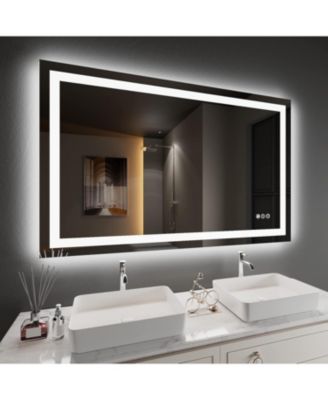  LED Bathroom Mirror, 57" x 36" with Front Light and Backlit, Stepless Dimmable Wall Mount Mirrors, Anti-Fog, Shatter-Proof, Memory, 3 Colors Lihgting, LED Vanity Mirror(Horizontal/Vertical)