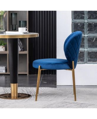 Amoa Contemporary 3-Pc Dining Set, White Round Dining Table and 2 Chairs, Blue