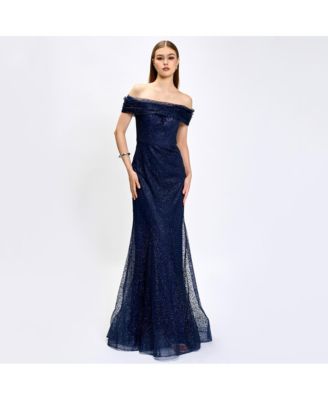 Women's Alianna Off Shoulder Glitter Gown