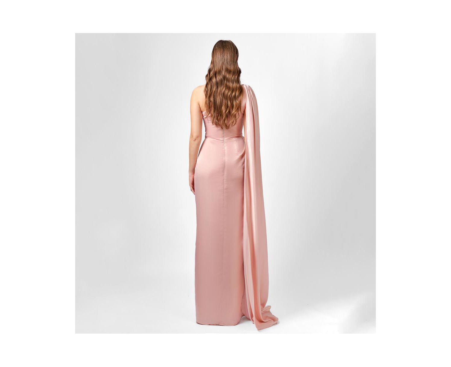 Justine One Shoulder Cape Gown