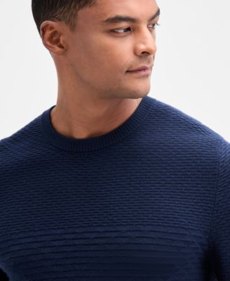Men's Long Sleeve Textured Merino Crewneck Sweater, Macy's Exclusive