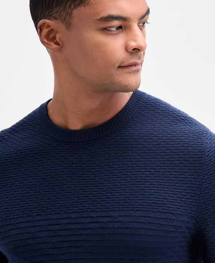 Men's Long Sleeve Textured Merino Crewneck Sweater - thumbnail 3